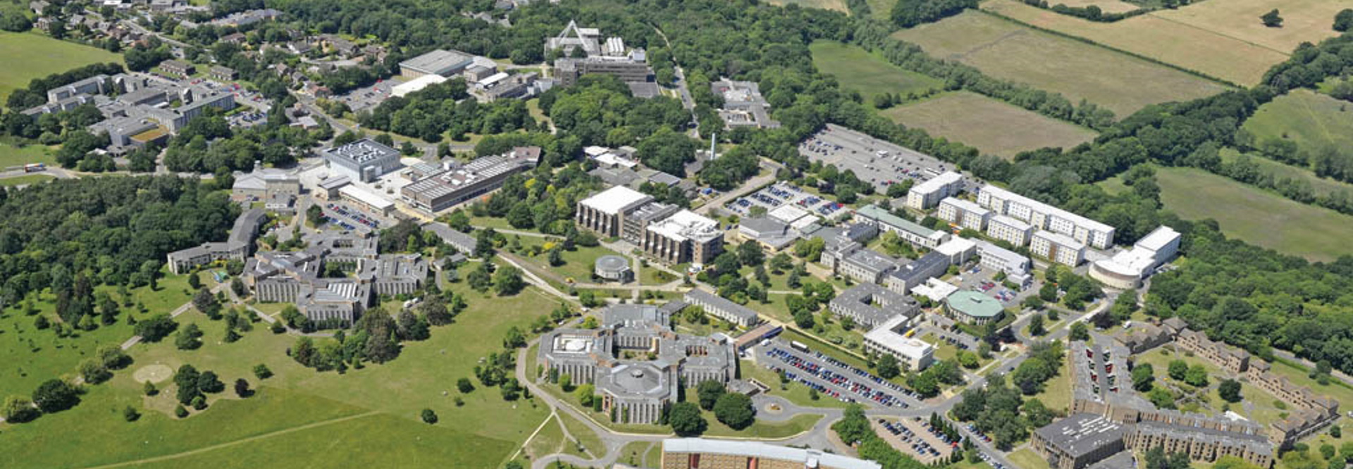 Bird eye's view of the Canterbury campus of the University of Kent